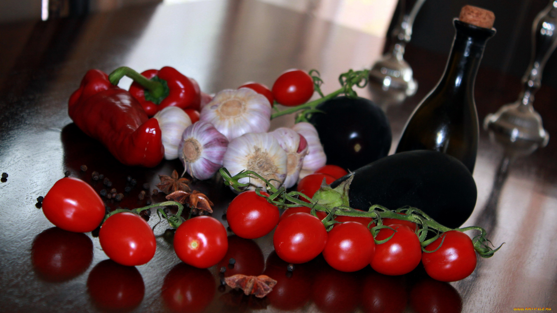еда, овощи, помидоры, бадьян, баклажан, перец, чеснок, томаты