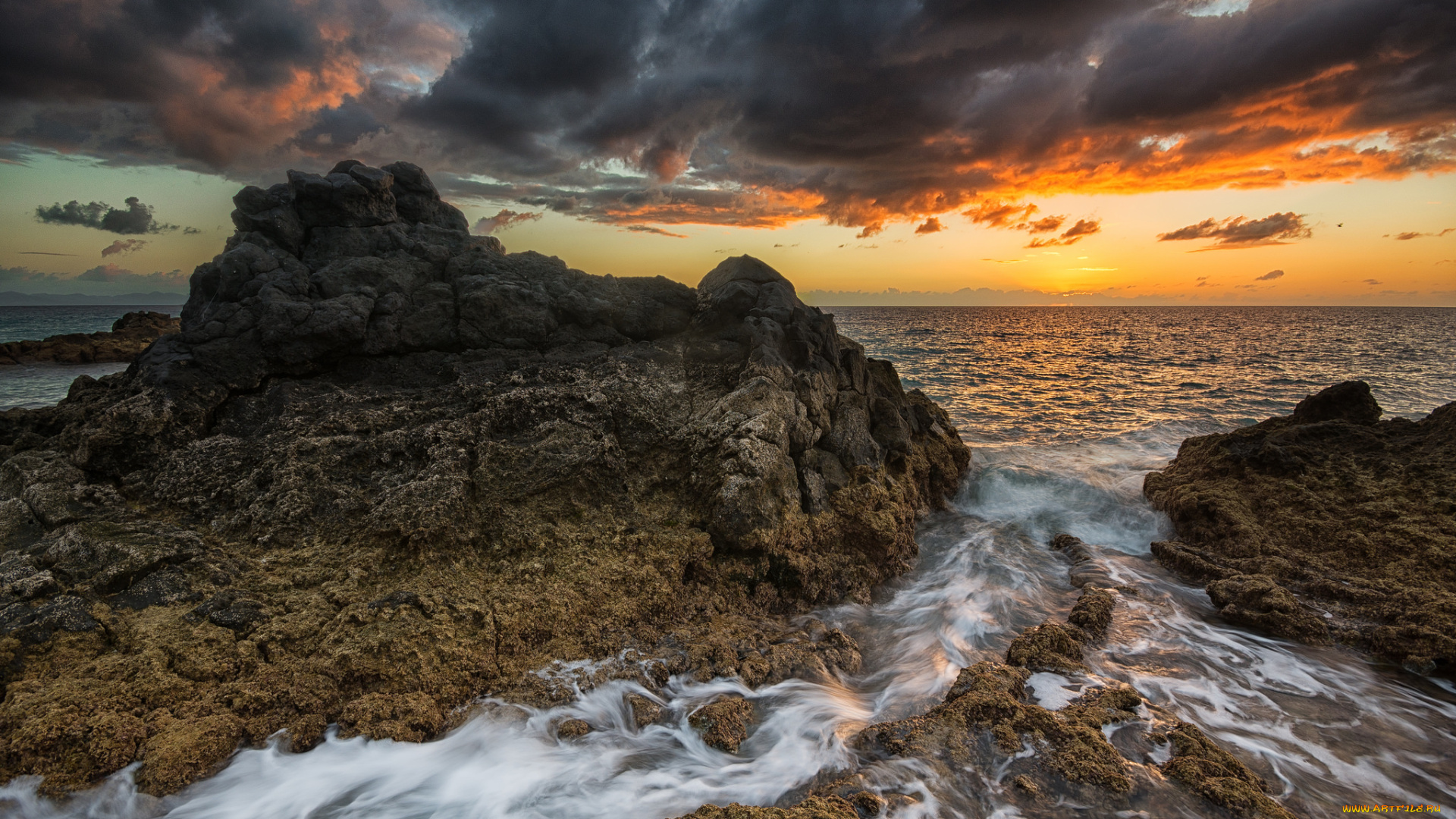 природа, побережье, рассвет