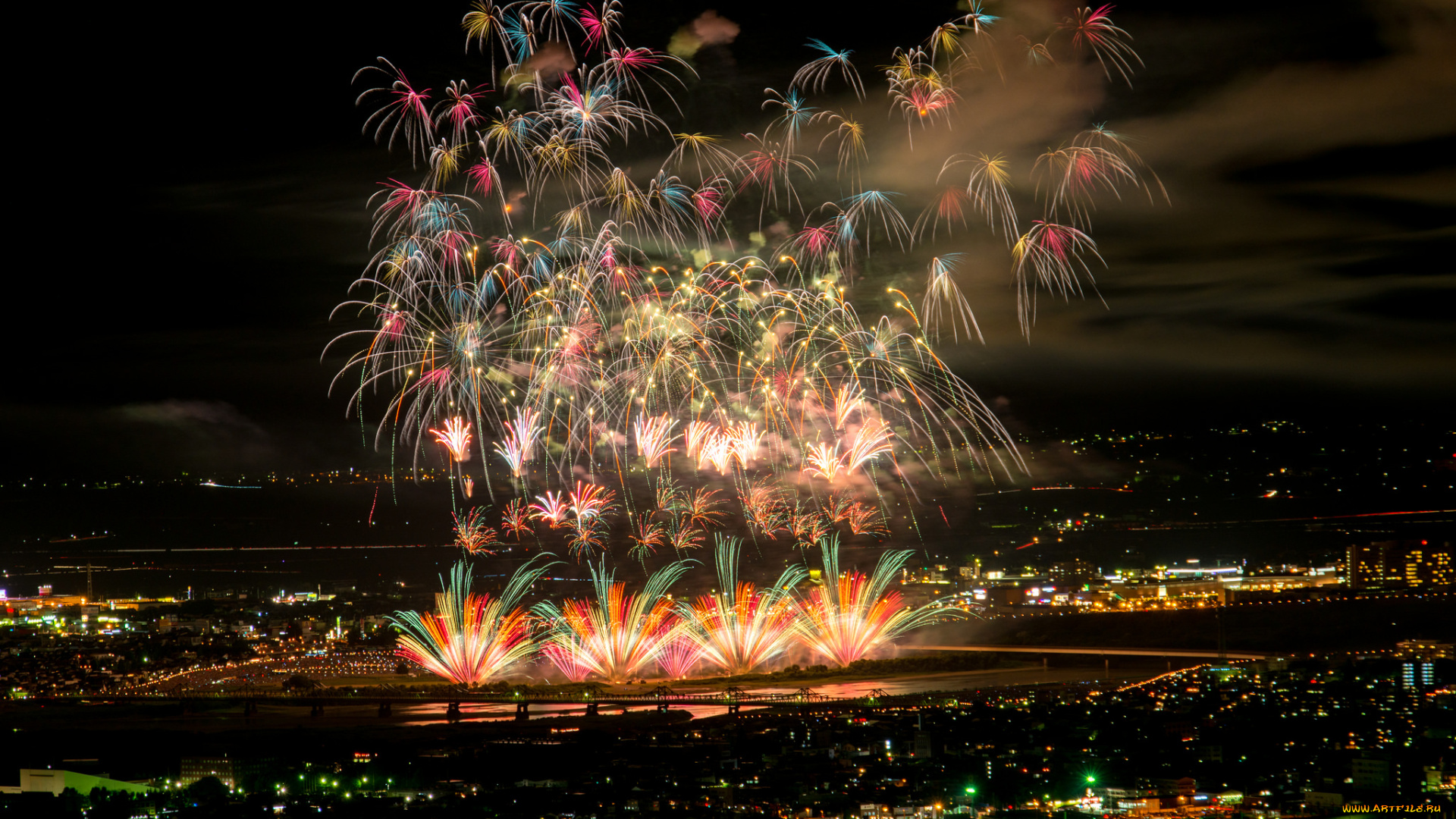 разное, салюты, , фейерверки, ночь, фейерверк