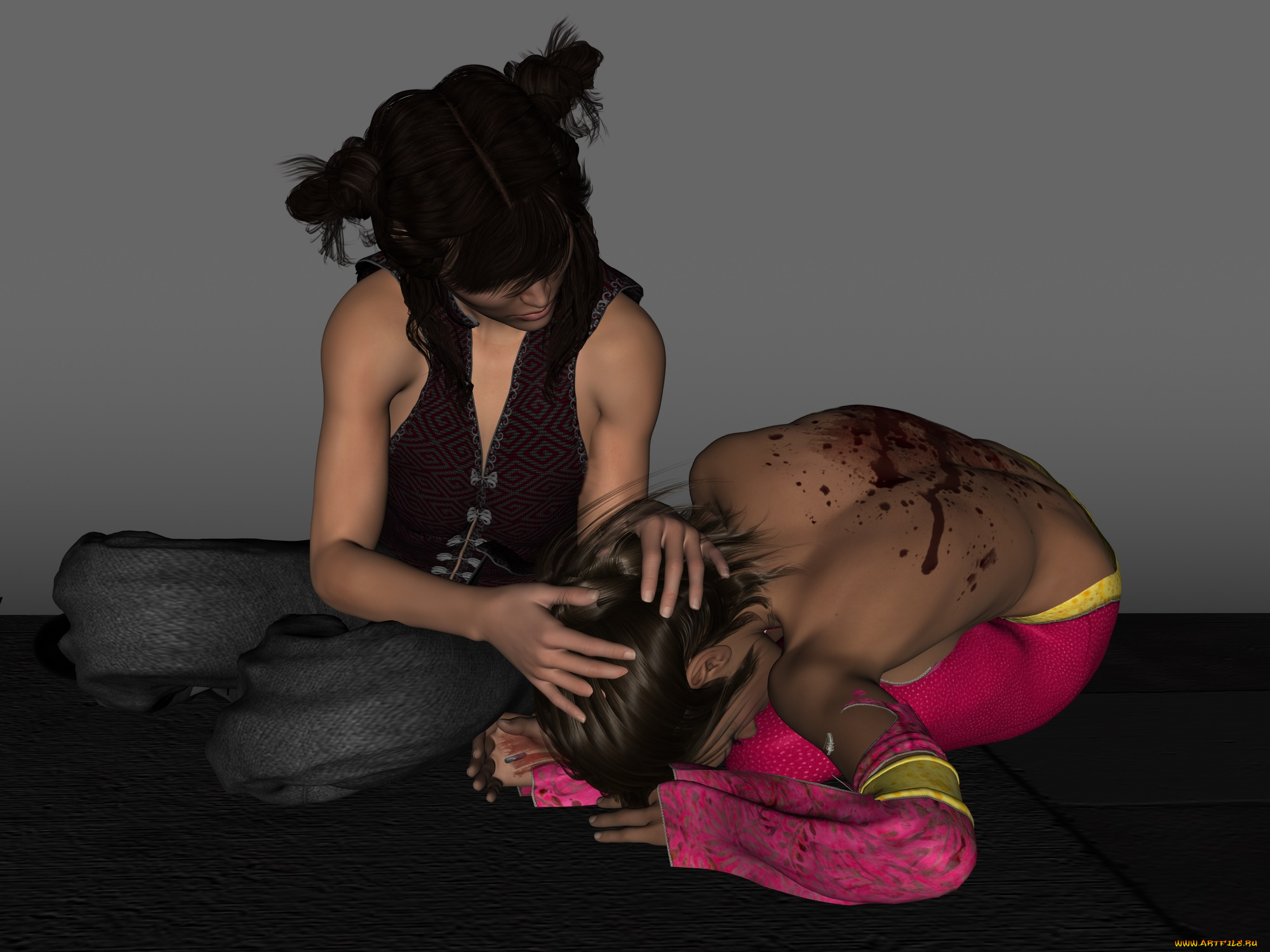 3д, графика, фантазия, , fantasy, фон, девушки, взгляд