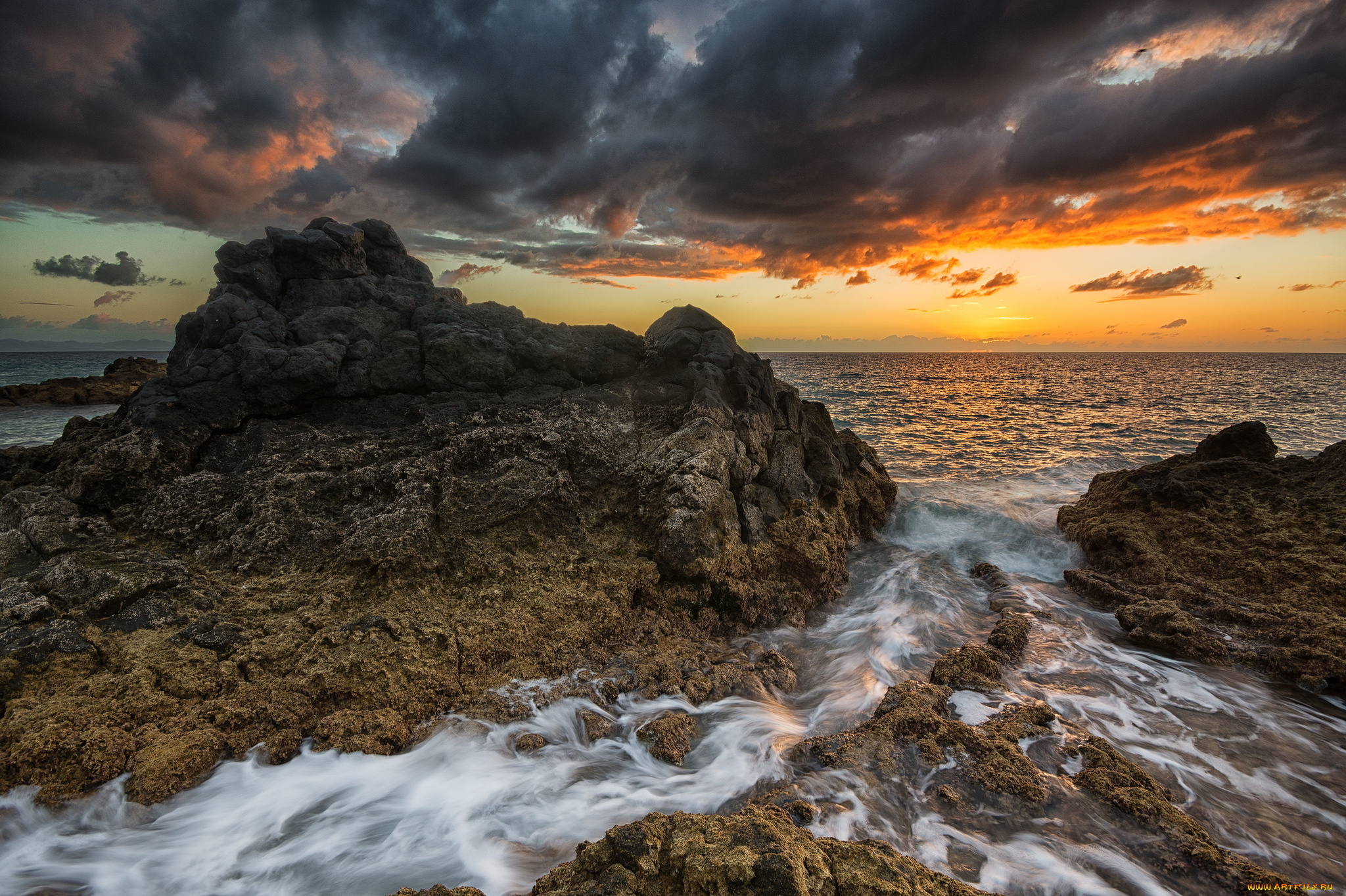 природа, побережье, рассвет