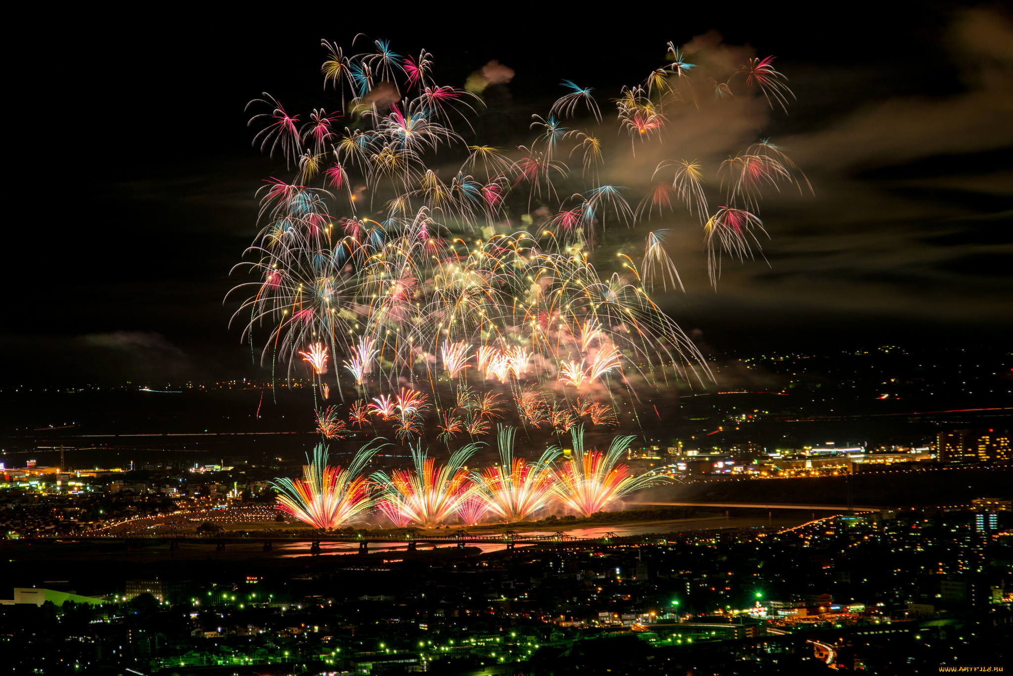 разное, салюты, , фейерверки, ночь, фейерверк