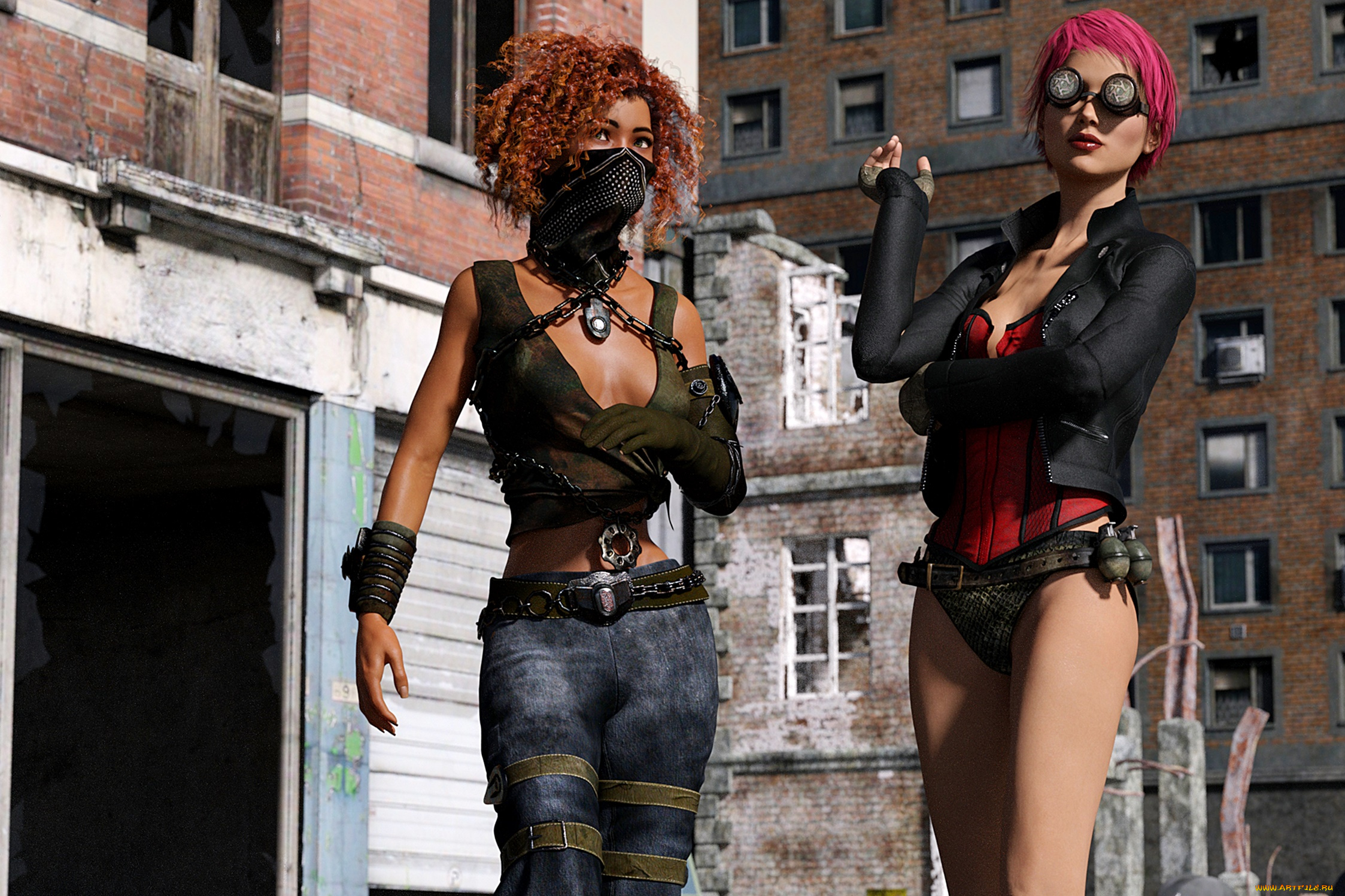 3д, графика, фантазия, , fantasy, девушки, взгляд, фон