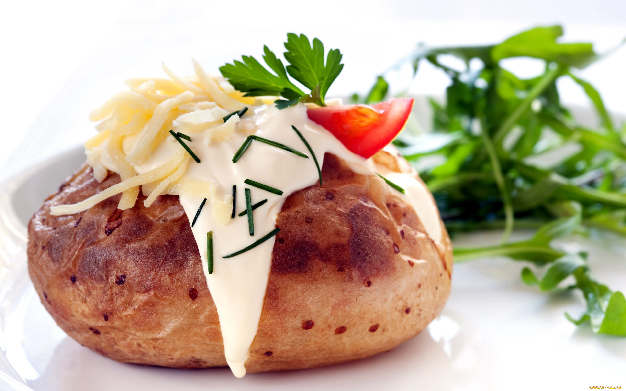 еда, картофель, сыр, соус, клубень, запеченный