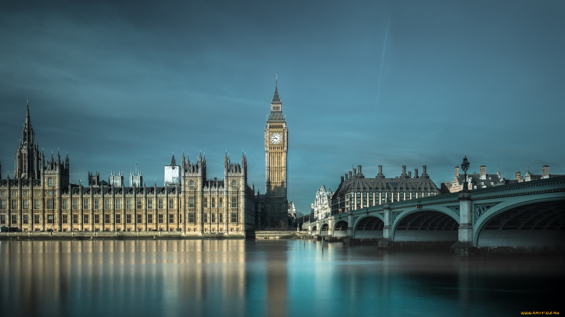 англия, города, лондон, , великобритания, река, мост, здания, часы