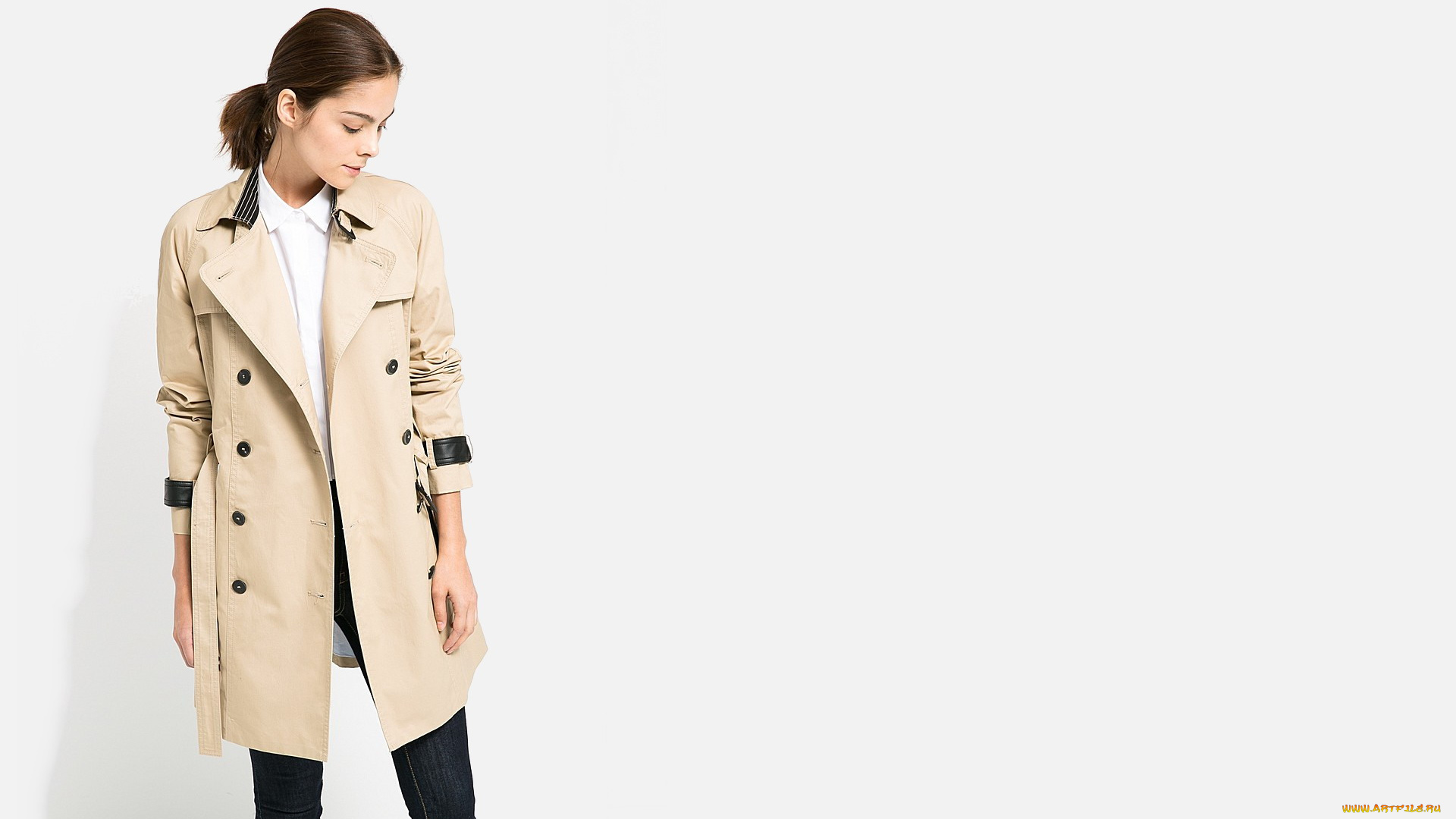 девушки, -unsort, , брюнетки, , шатенки, плащ, джинсы, модель