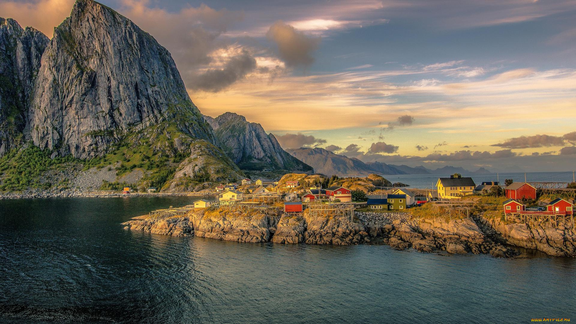 города, -, пейзажи, норвегия, лофотенские, острова, norway, lofoten, islands