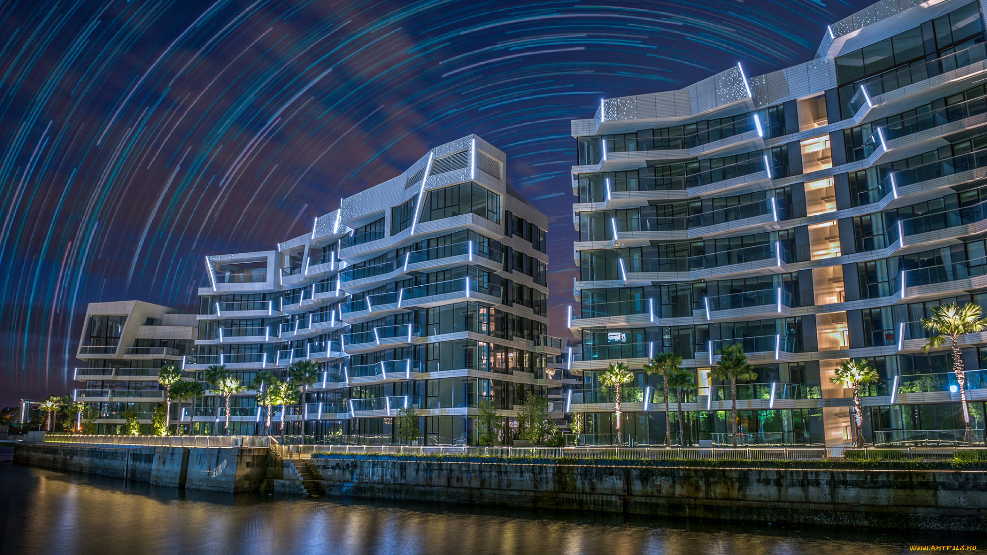 города, сингапур, , сингапур, небо, ночь