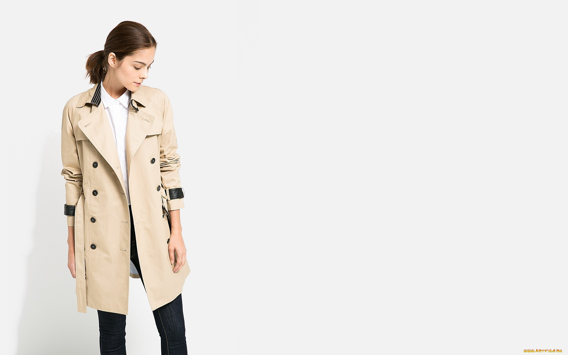 девушки, -unsort, , брюнетки, , шатенки, плащ, джинсы, модель