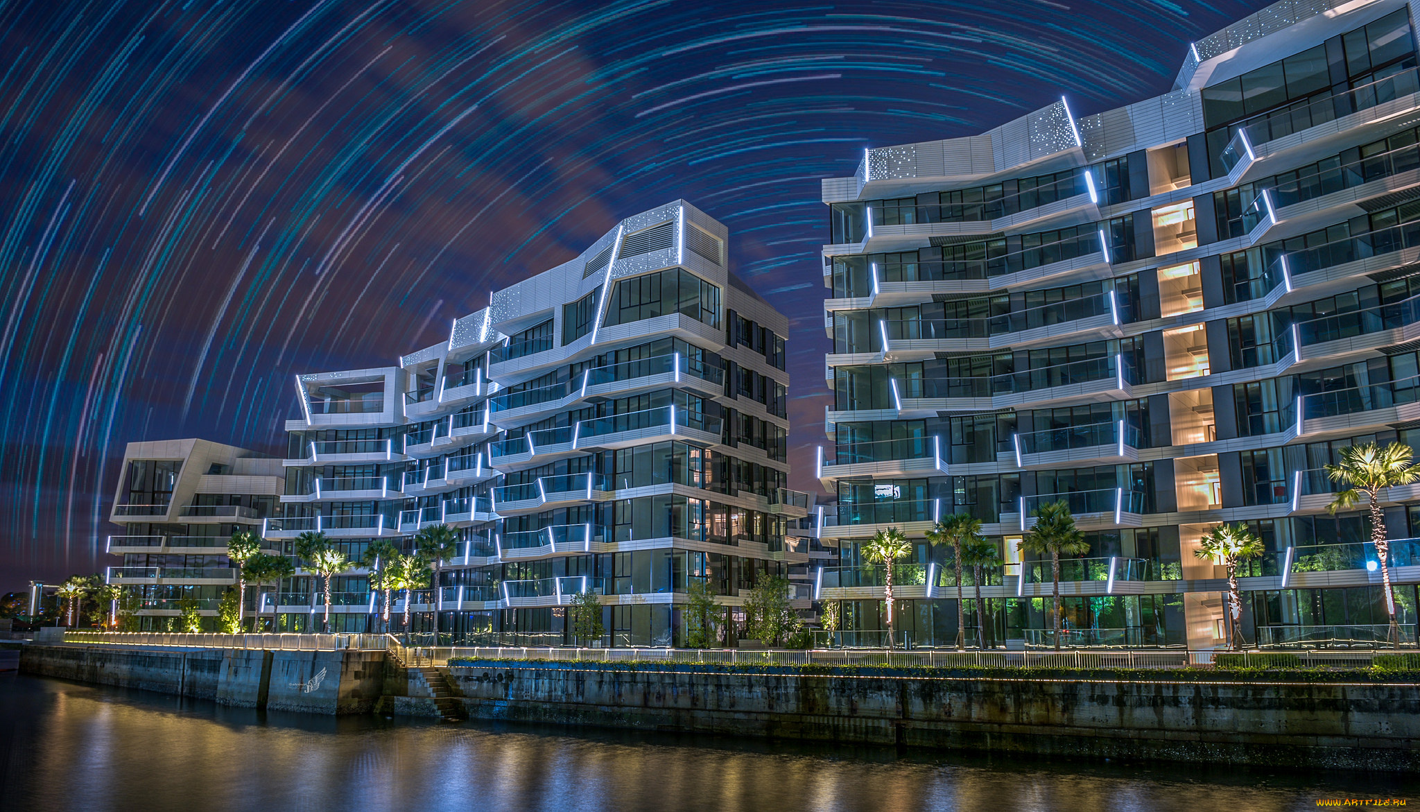 города, сингапур, , сингапур, небо, ночь