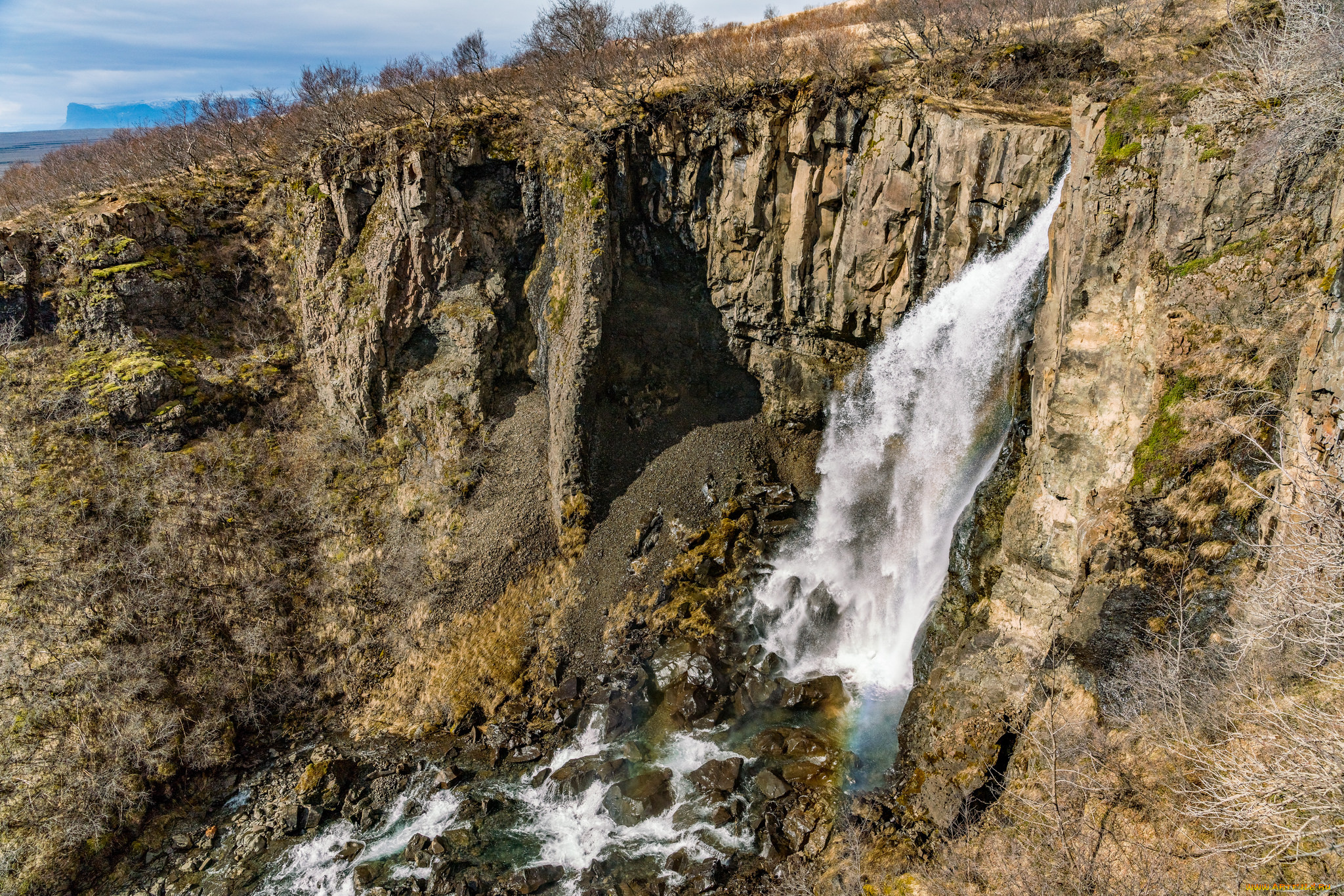 природа, водопады, водопад, река, лес