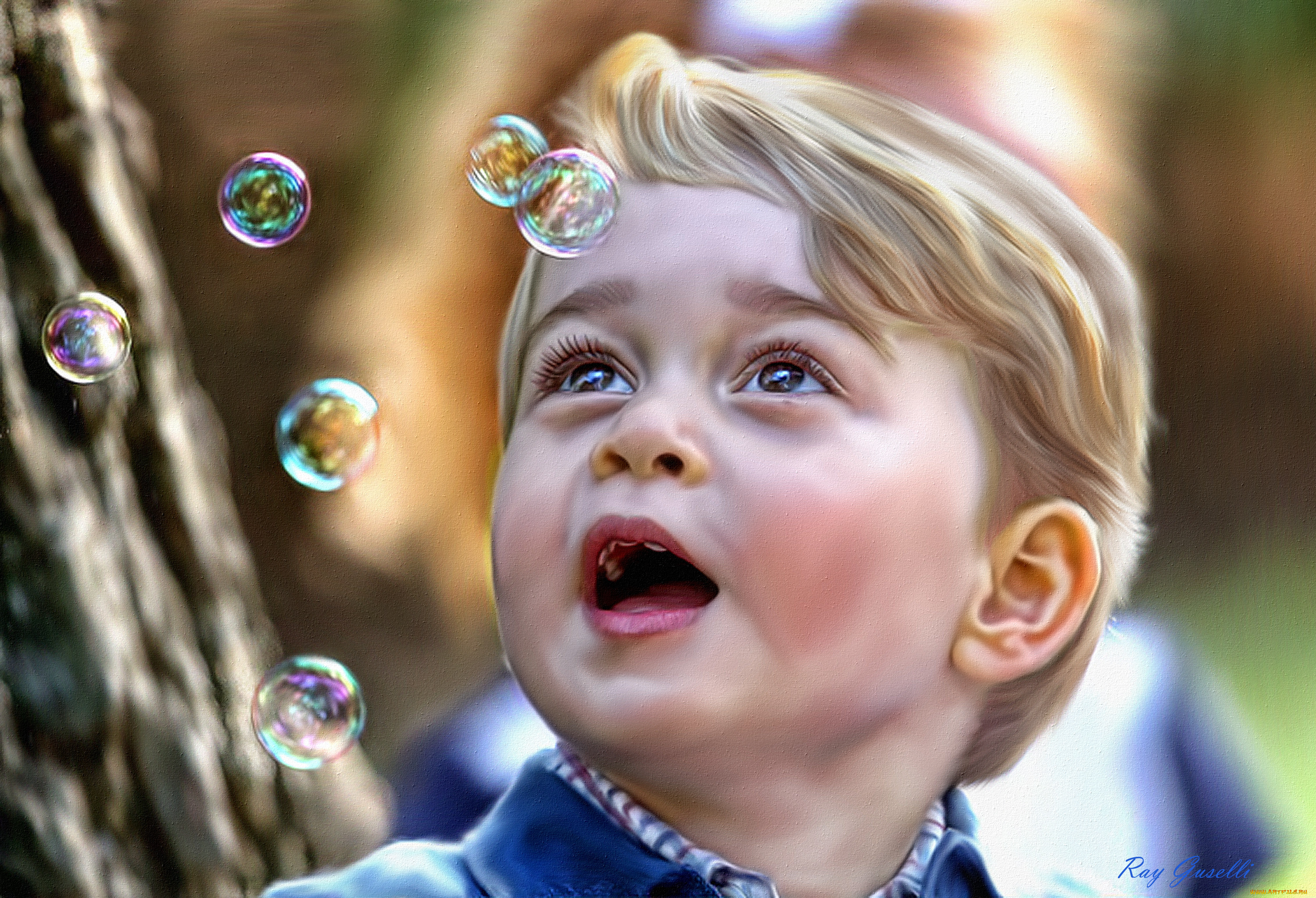 рисованное, люди, портрет, мальчик, картина