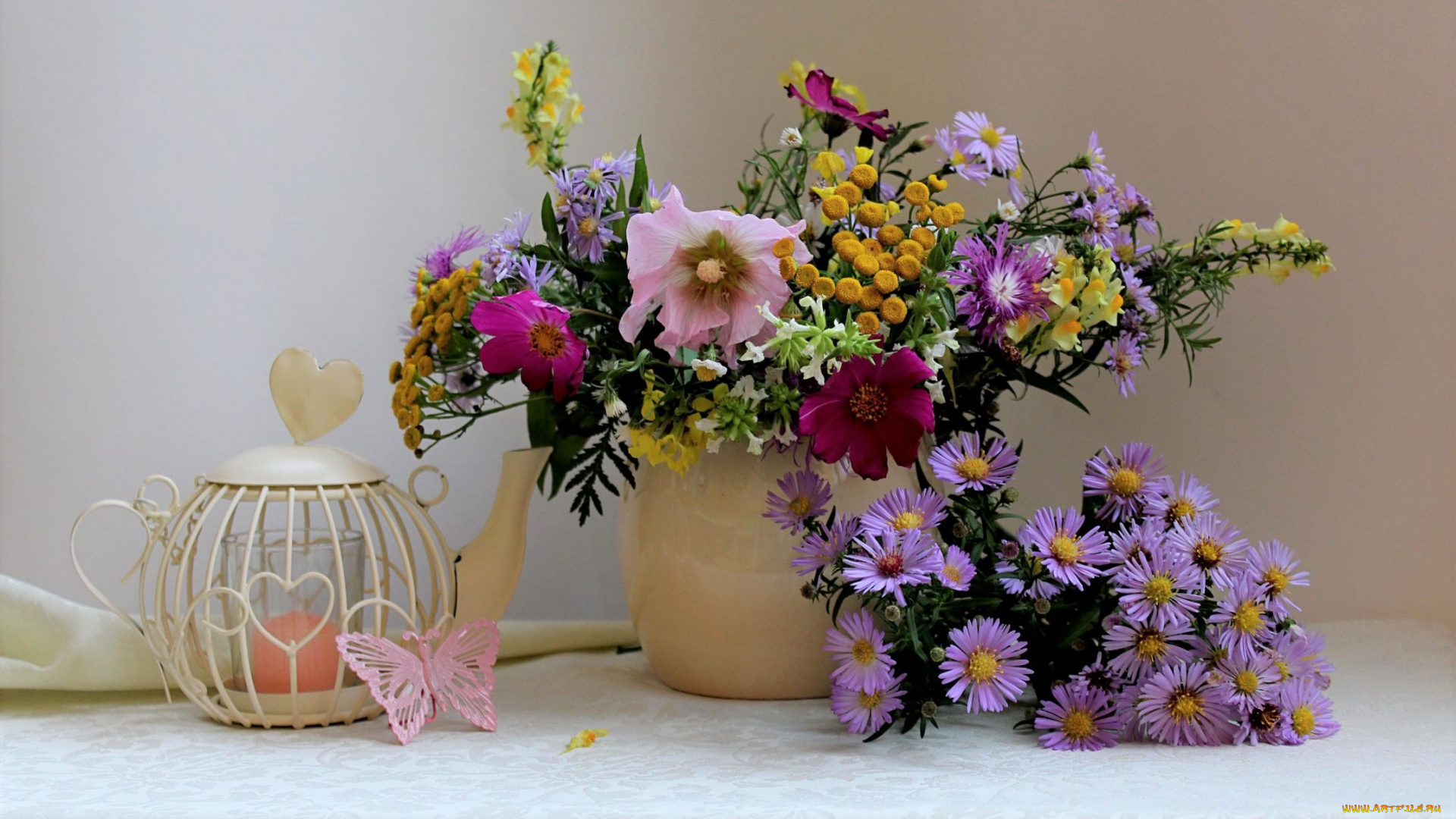 цветы, букеты, , композиции, космея, пижма