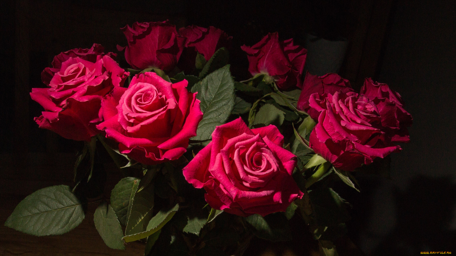 цветы, розы, букет, красных, роз