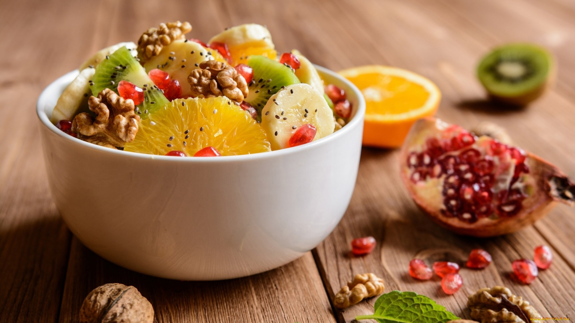 еда, фрукты, , ягоды, апельсин, киви, гранат