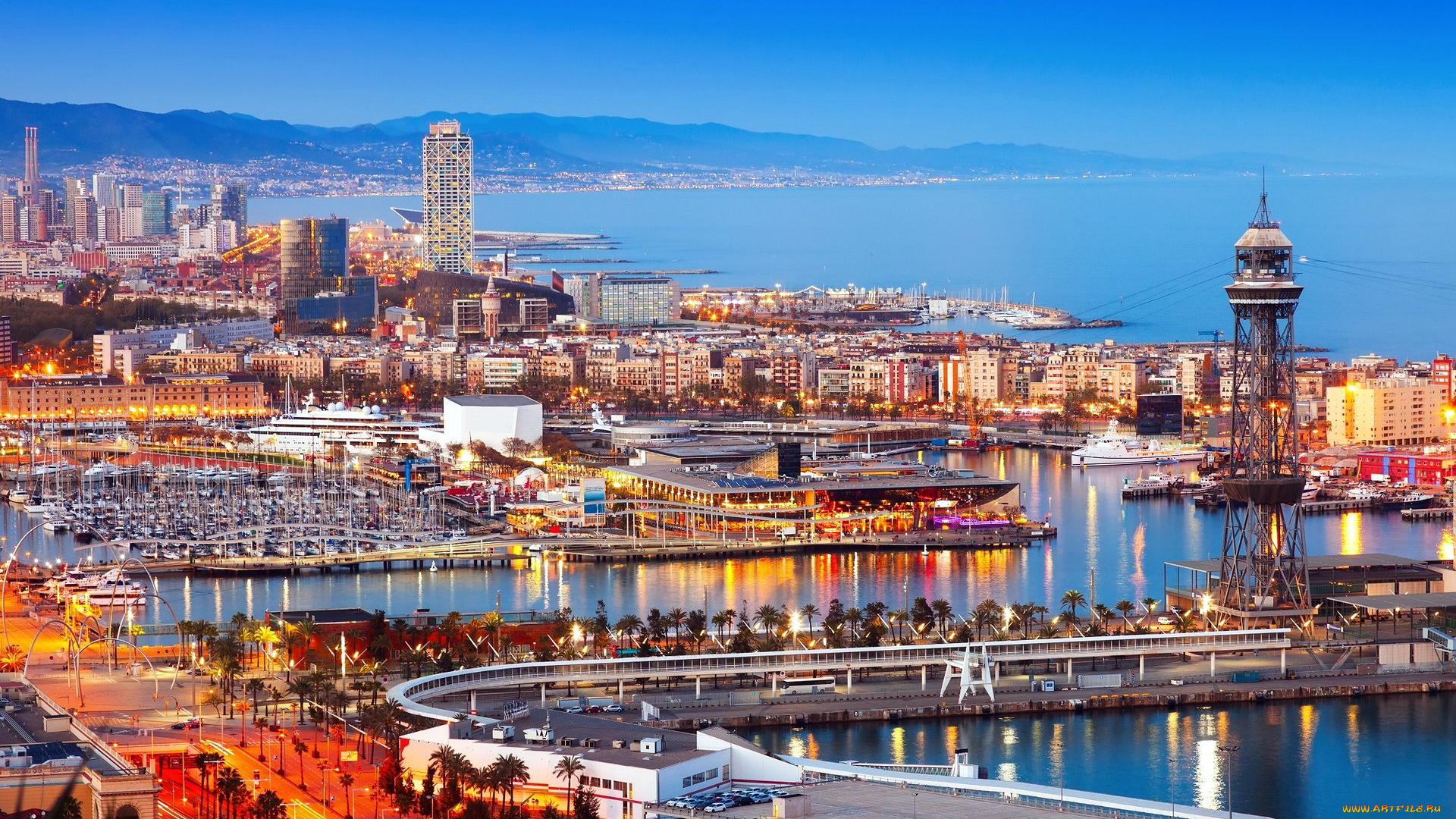 города, барселона, , испания, панорама