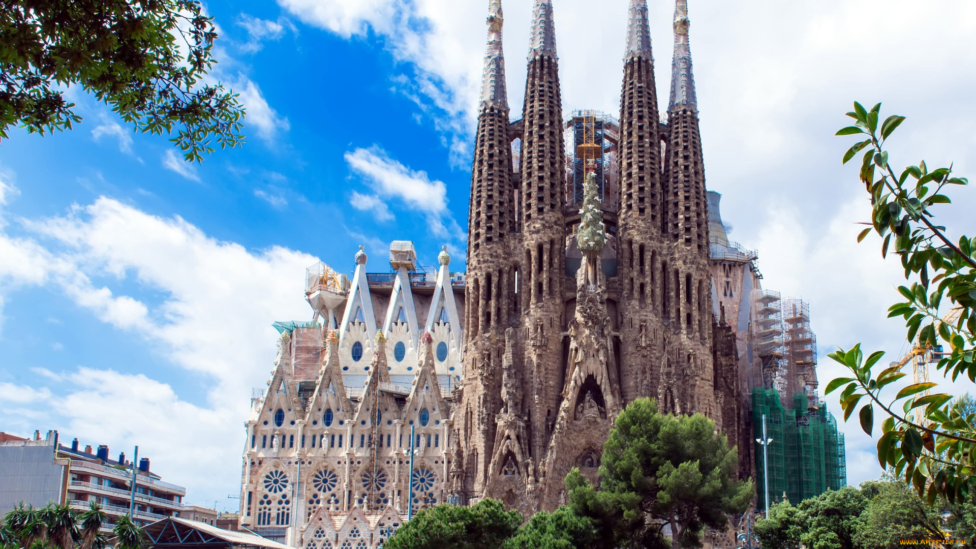 города, барселона, , испания, sagrada, familia, gaudi