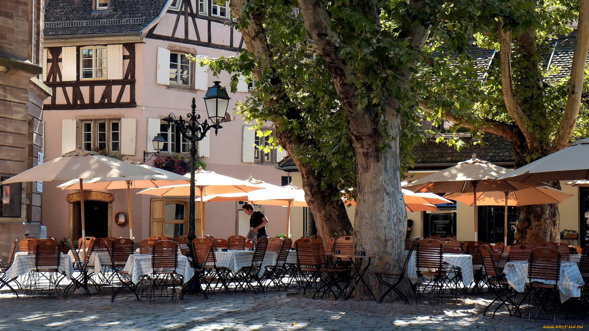 города, страсбург, , франция, кафе, уличное