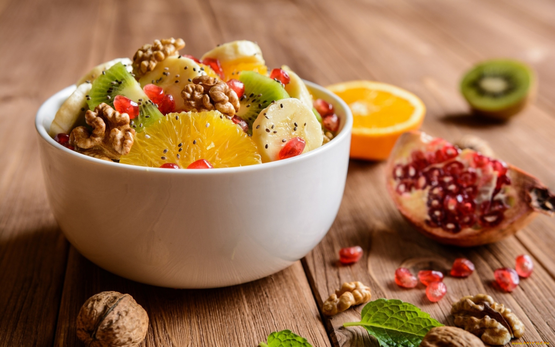 еда, фрукты, , ягоды, апельсин, киви, гранат