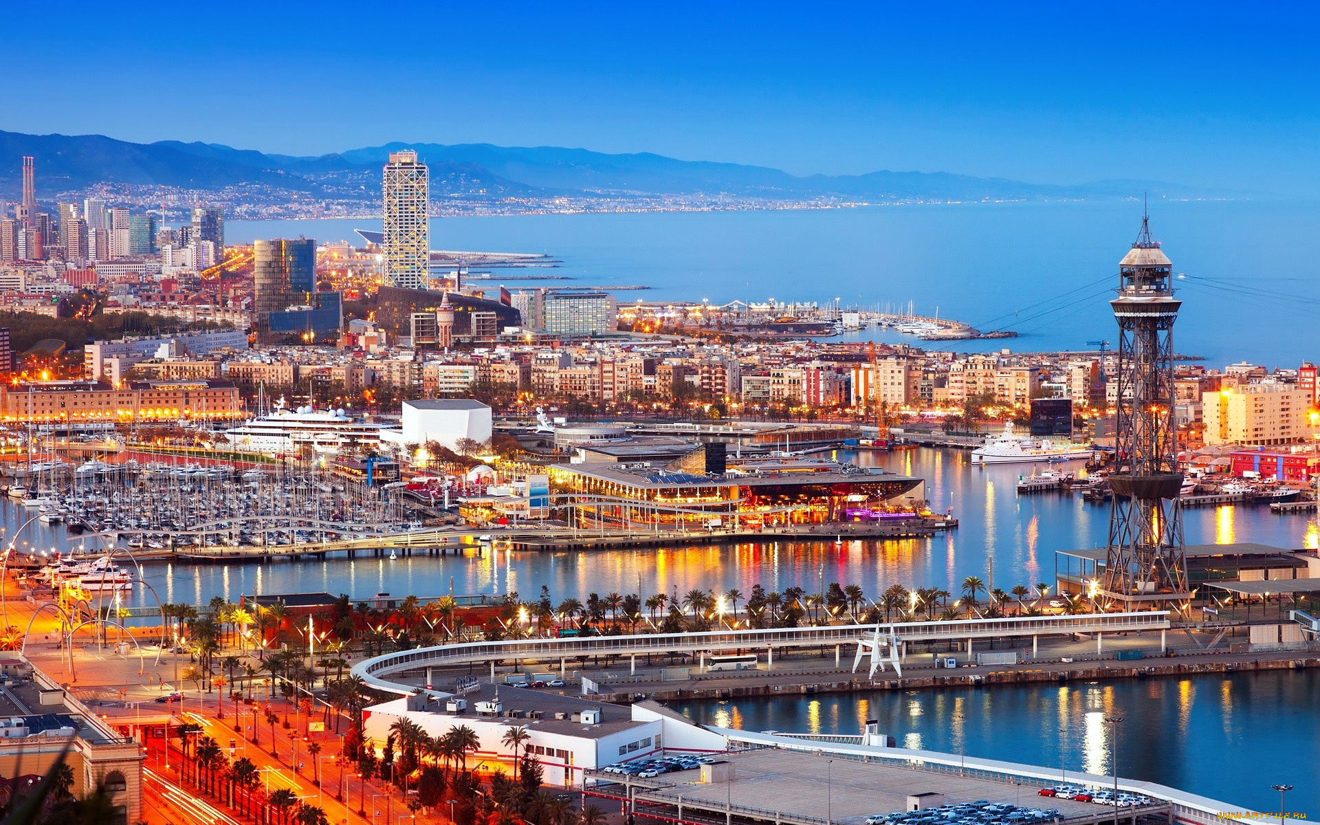 города, барселона, , испания, панорама