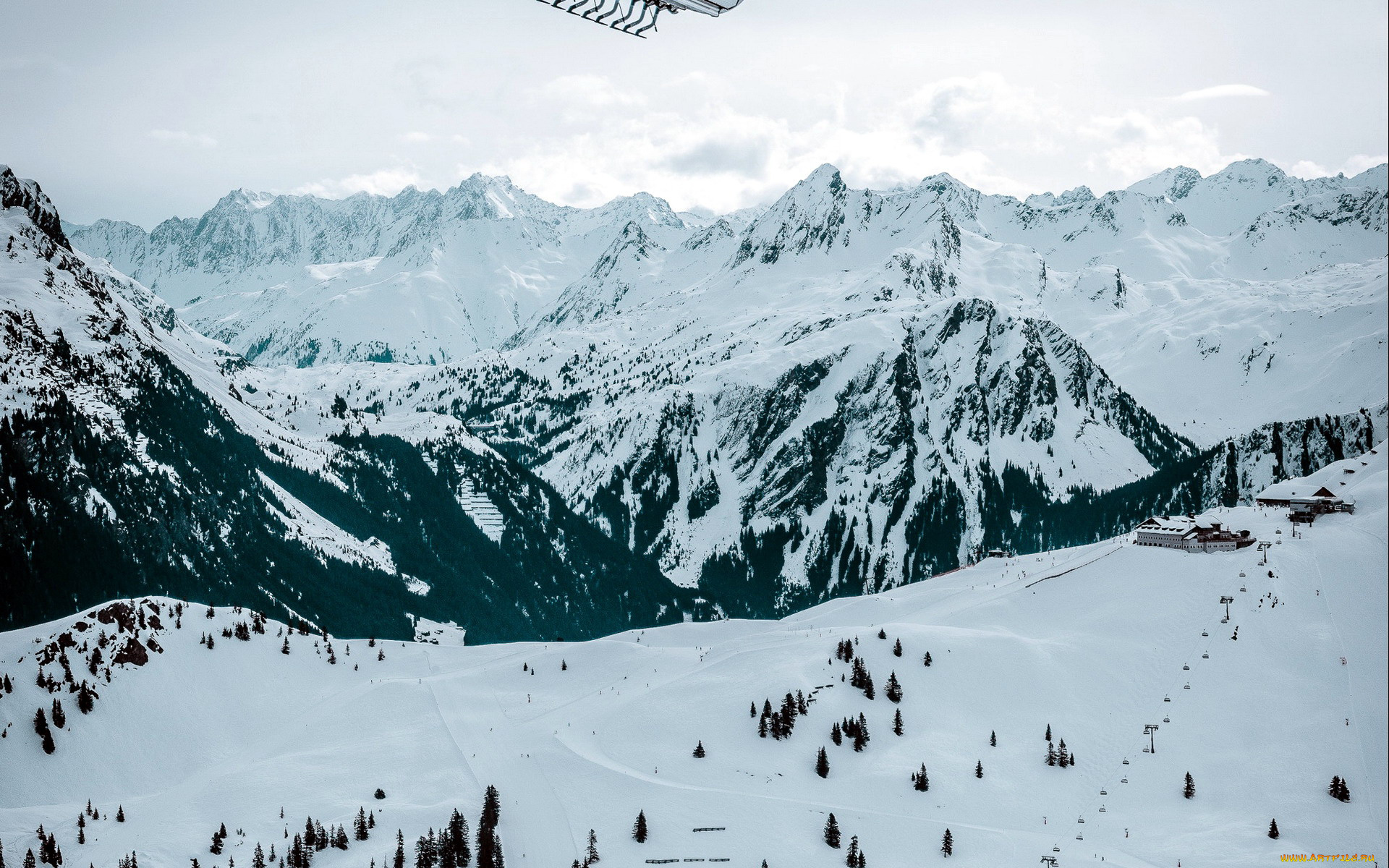 природа, горы, снег, панорама