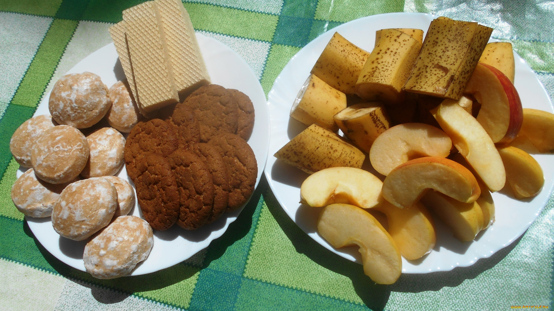 еда, бананы, вафли, яблоки, пряники, печение