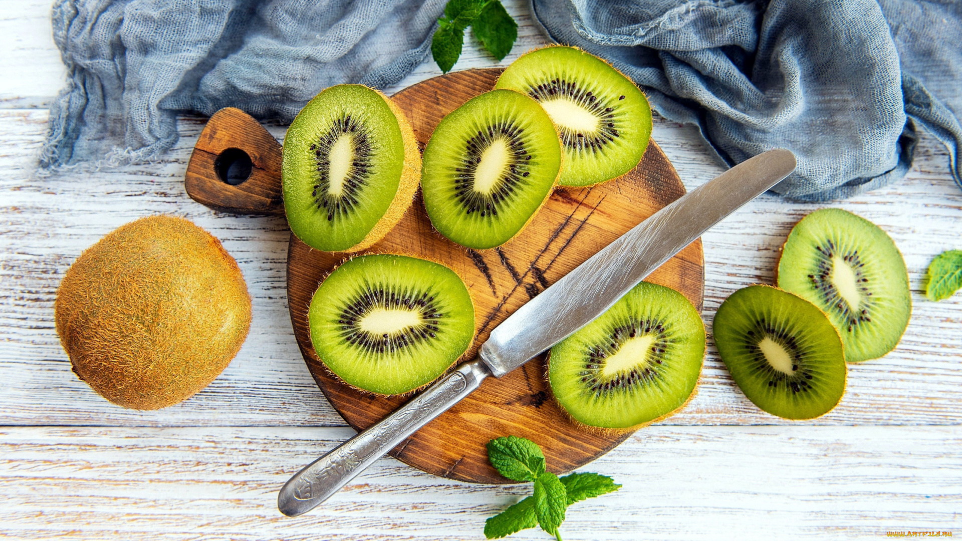 еда, киви, фрукт, мята