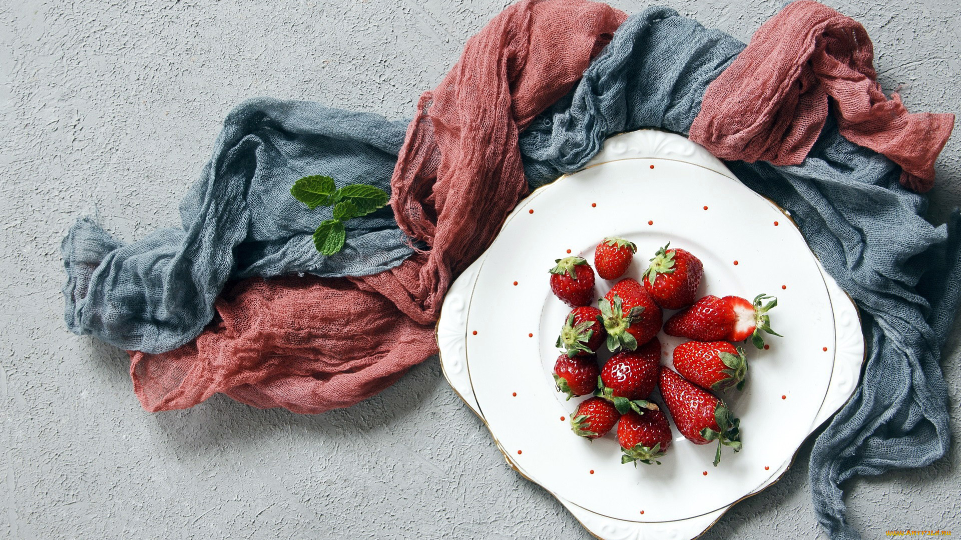 еда, клубника, , земляника, ягоды, мята