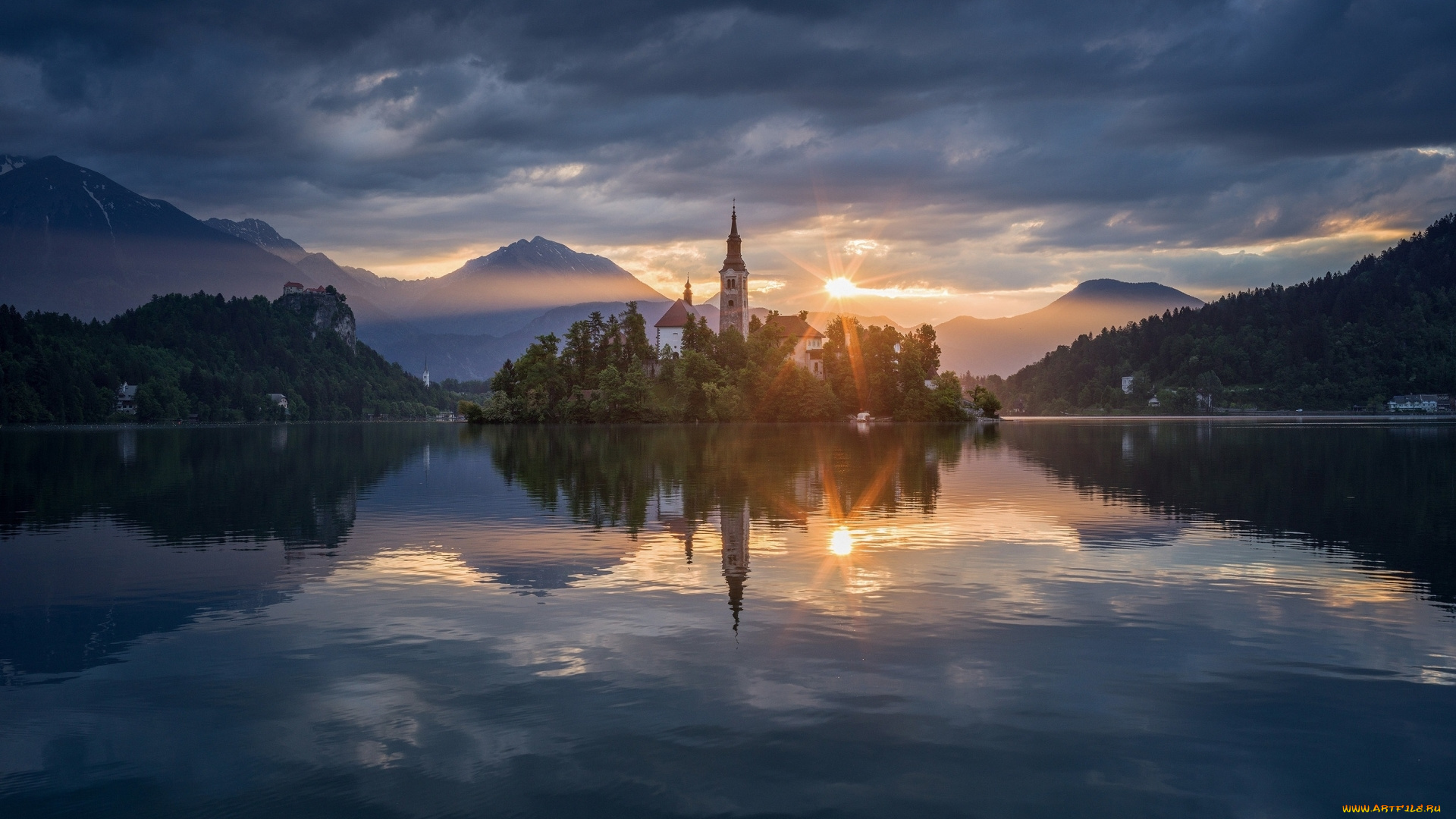 города, блед, , словения, озеро