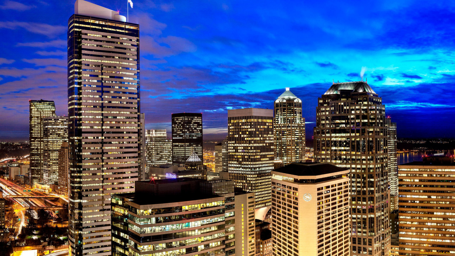 города, сиэтл, , сша, небоскребы