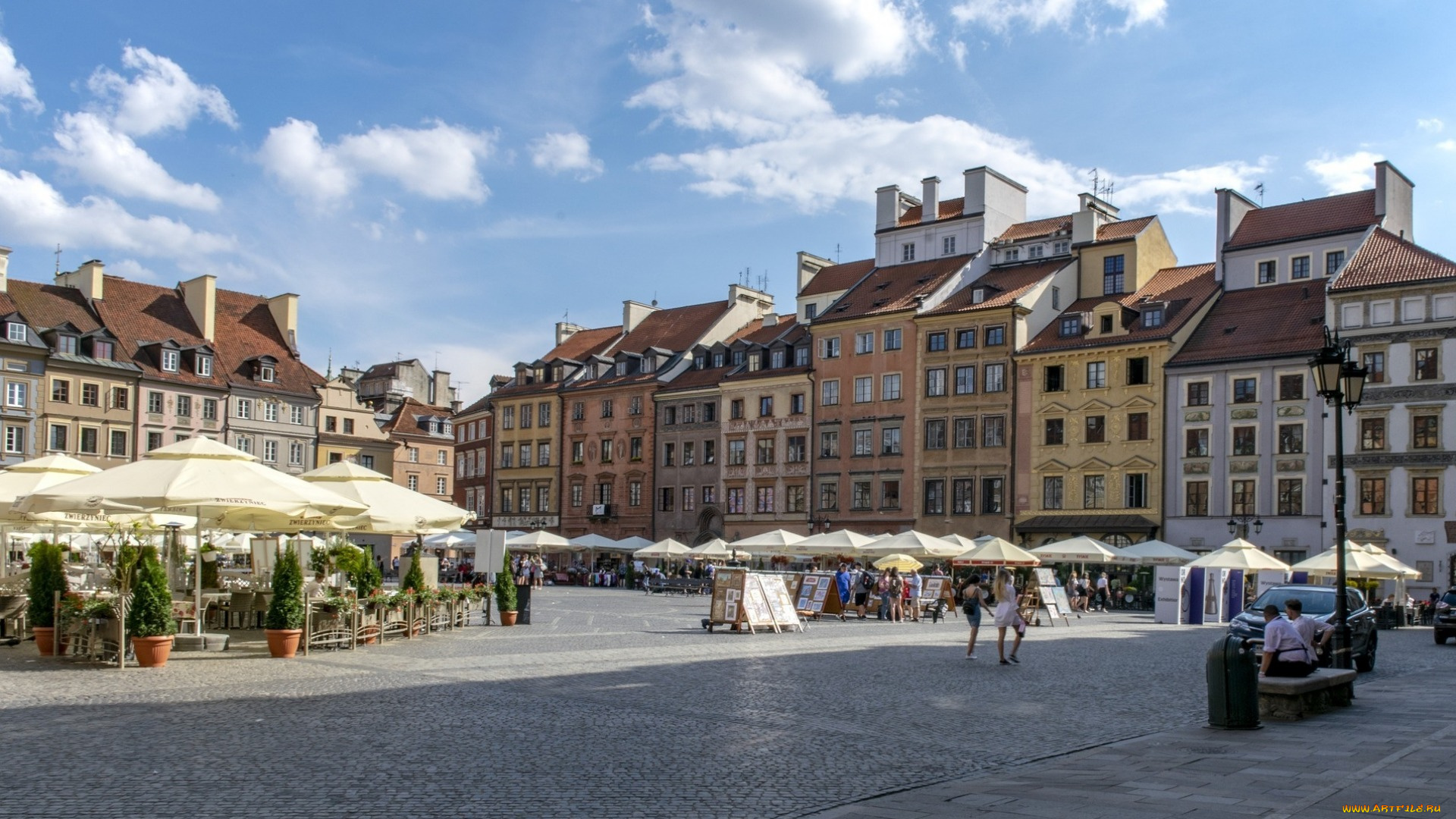 города, варшава, , польша, площадь, кафе