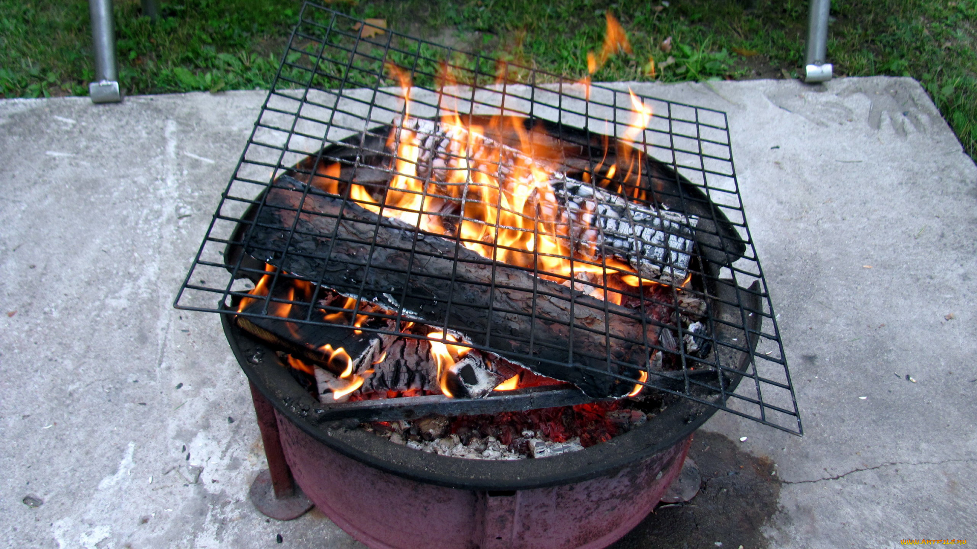 природа, огонь, гриль