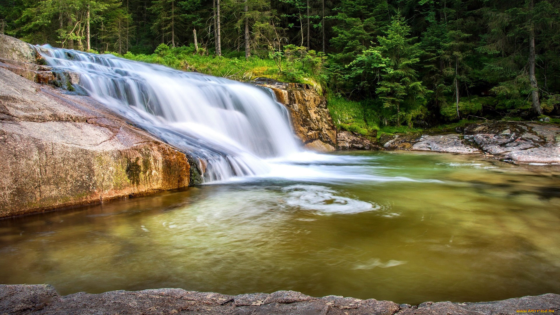 природа, водопады, вода, водопад, поток