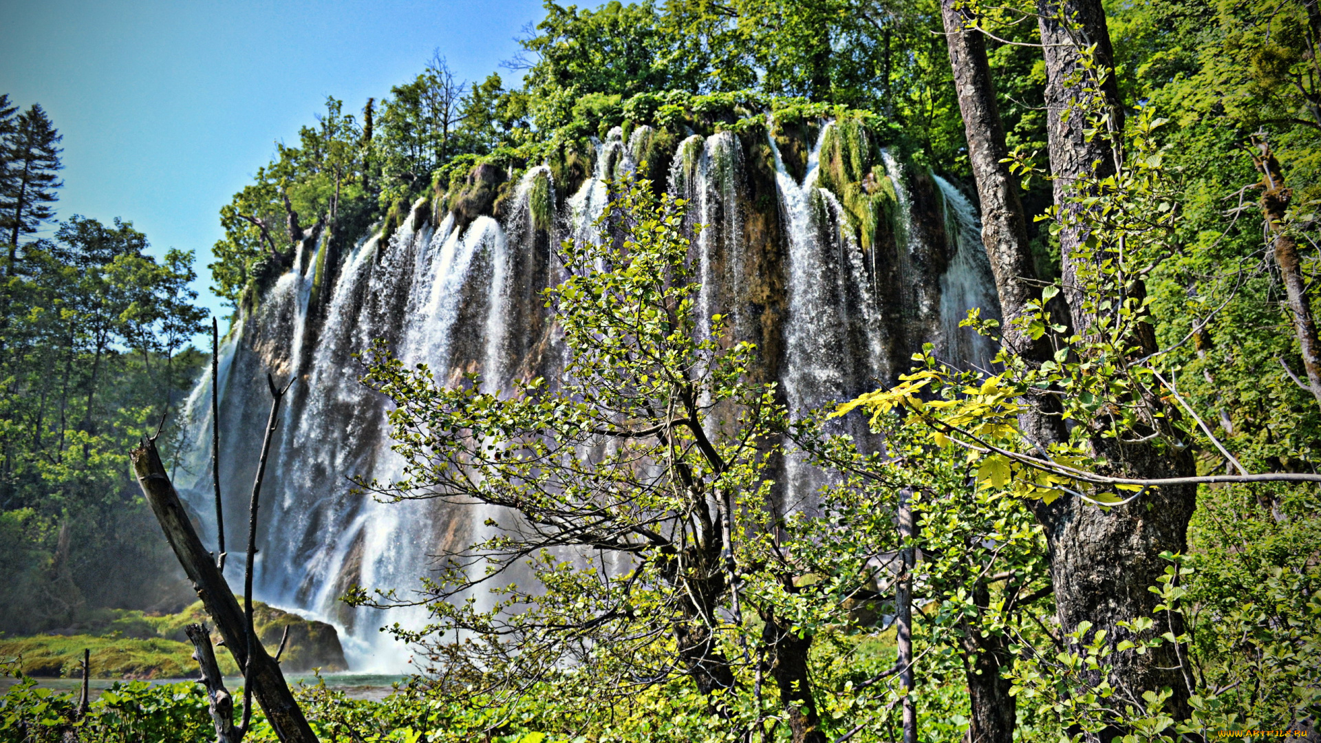 природа, водопады, вода, водопад, поток