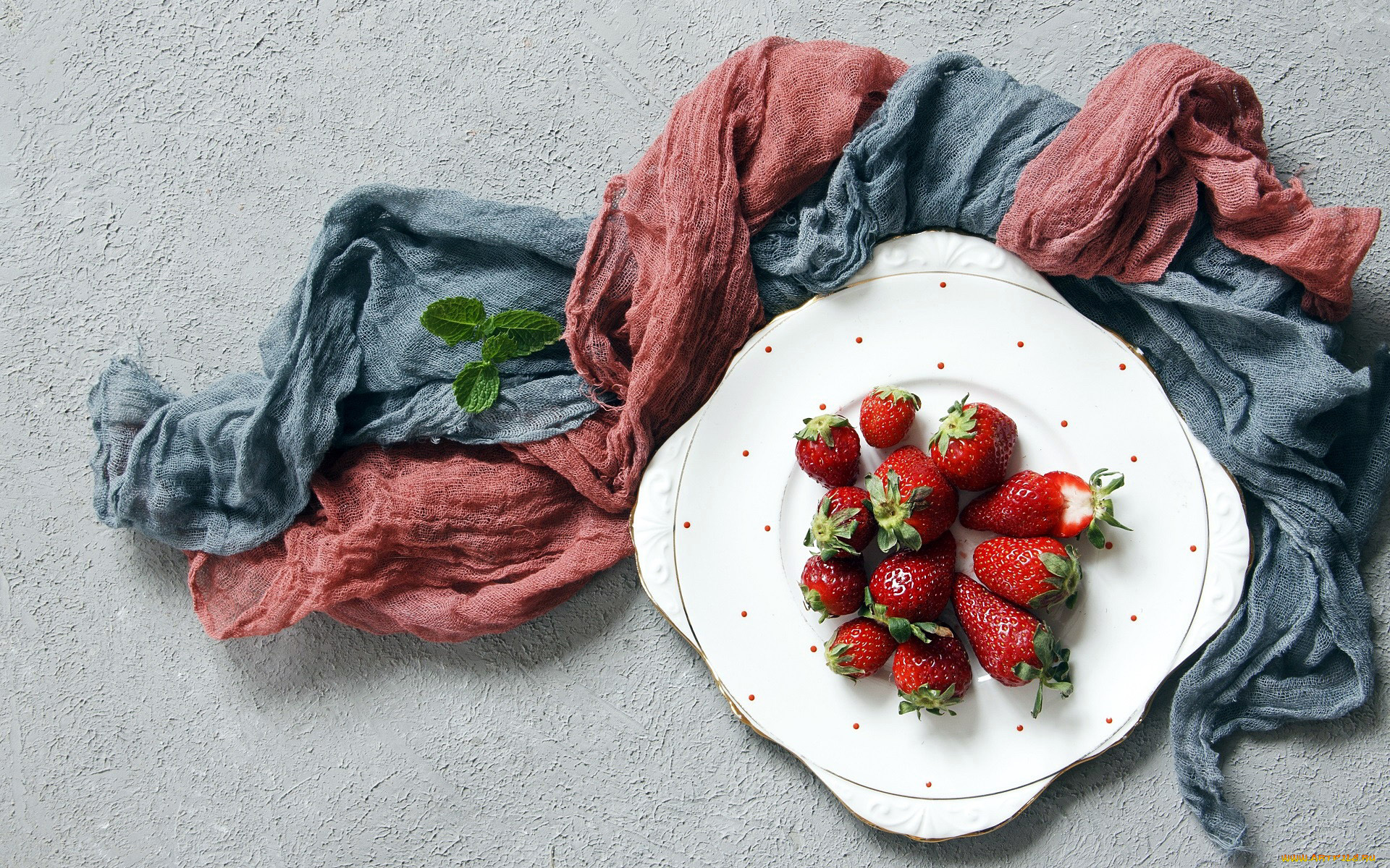 еда, клубника, , земляника, ягоды, мята