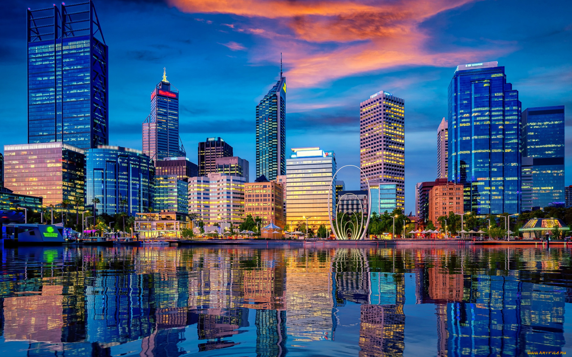perth, , australia, города, -, огни, ночного, города, australia