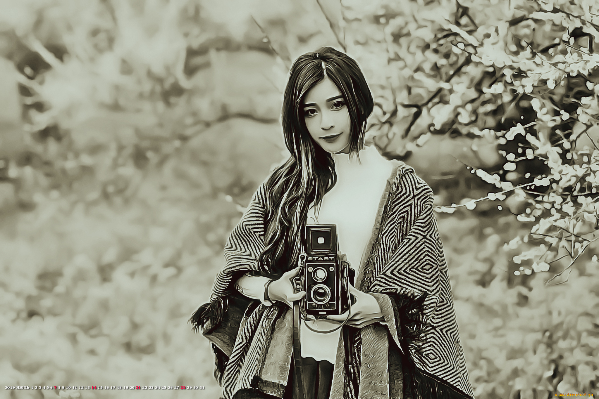 календари, компьютерный, дизайн, девушка, женщина, улица, 2019, фотоаппарат, calendar