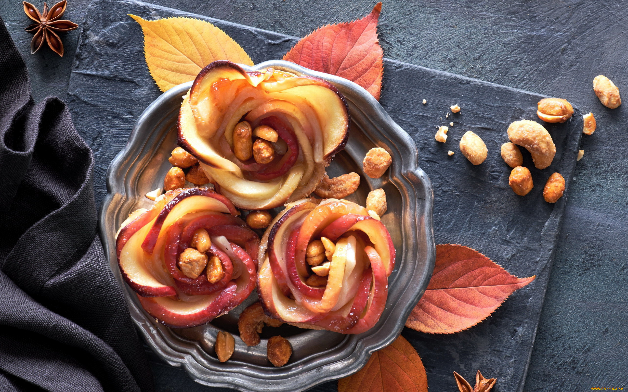 еда, пироги, пирог, яблочный, орехи