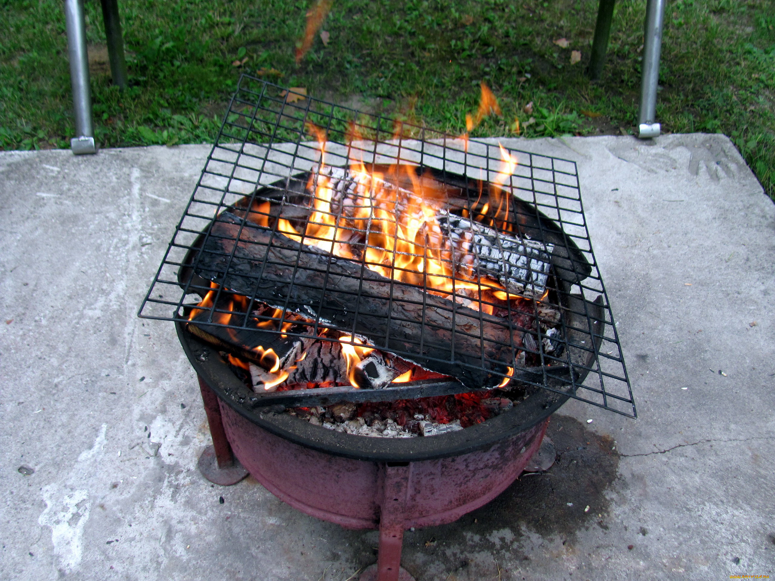 природа, огонь, гриль