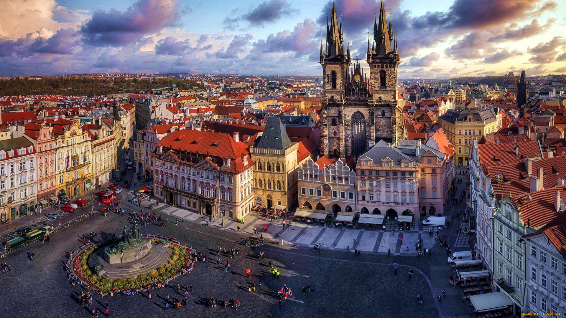 города, прага, , чехия, панорама