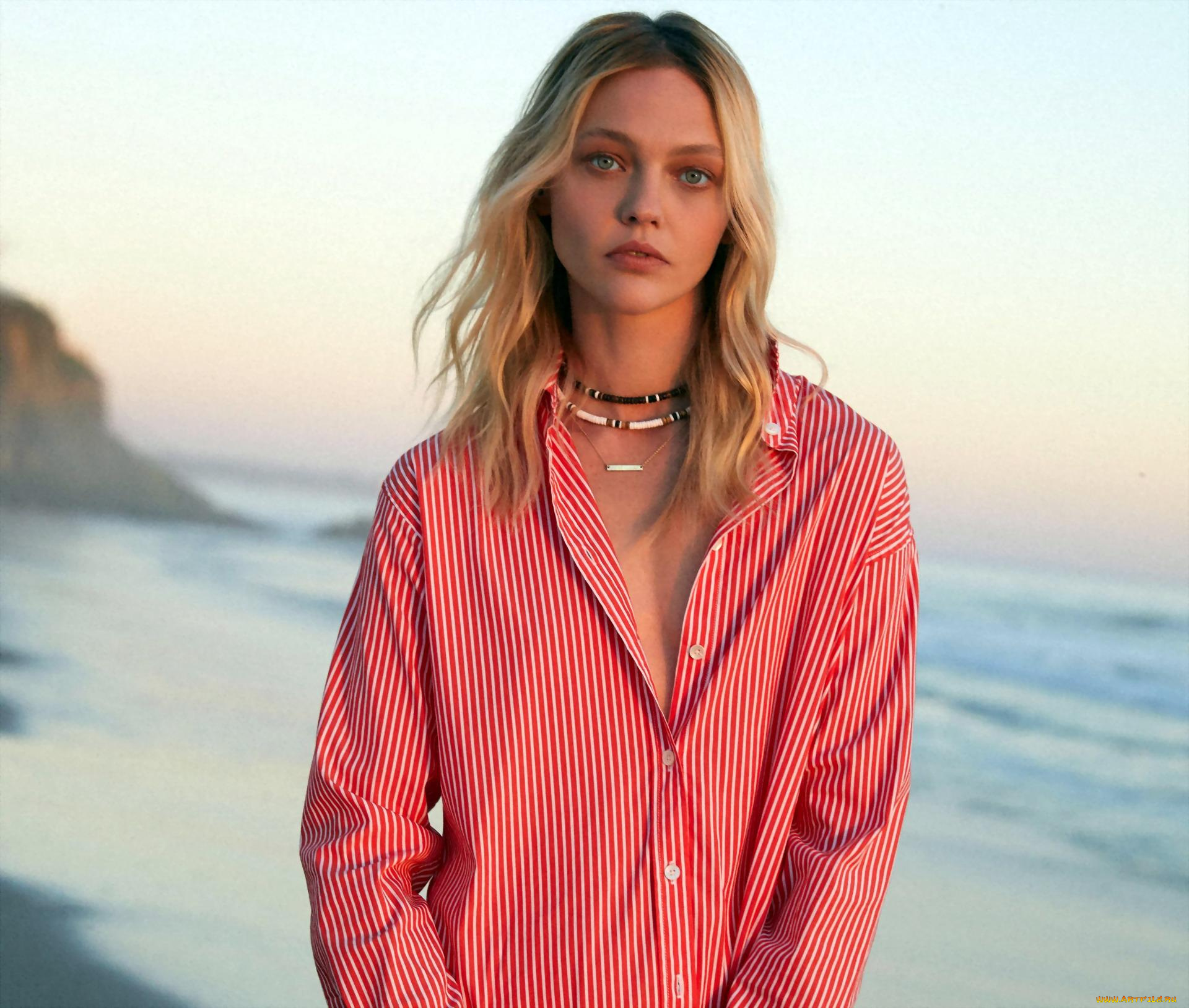 девушки, саша, пивоварова, модель, блондинка, рубашка, море