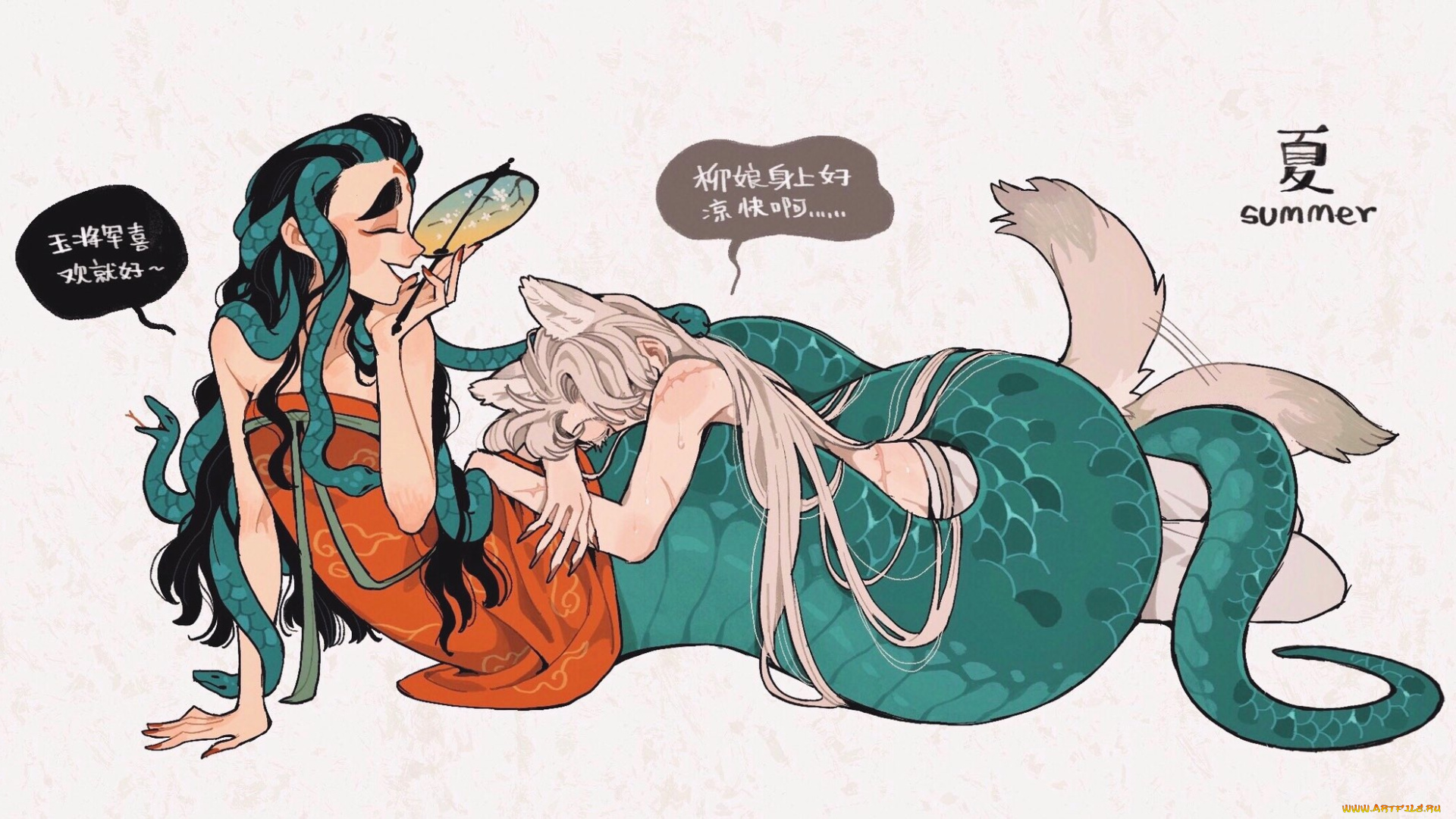 аниме, животные, , существа, существа, хвосты