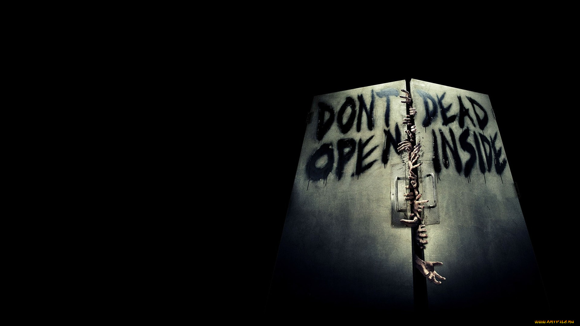 кино, фильмы, the, walking, dead, двери, надпись, руки, зомби