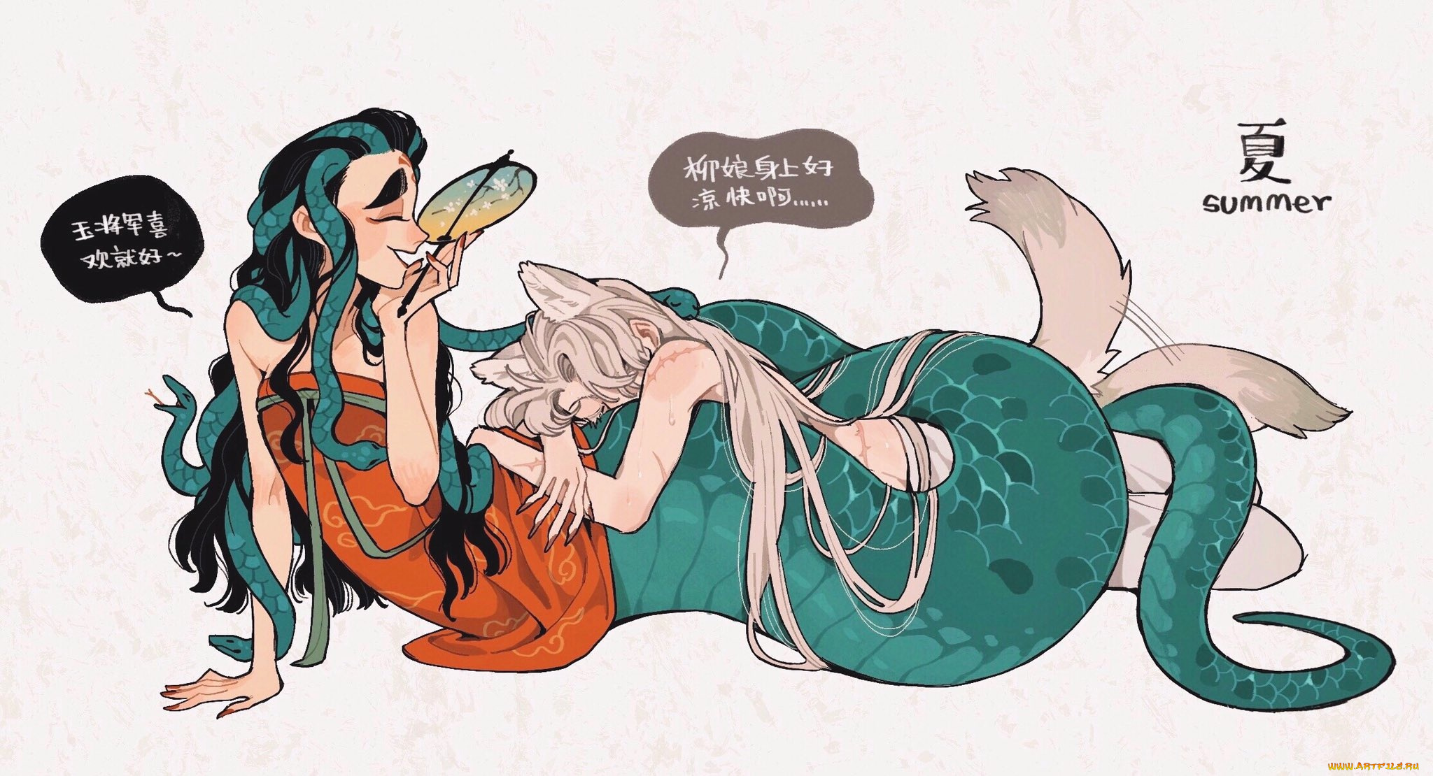 аниме, животные, , существа, существа, хвосты