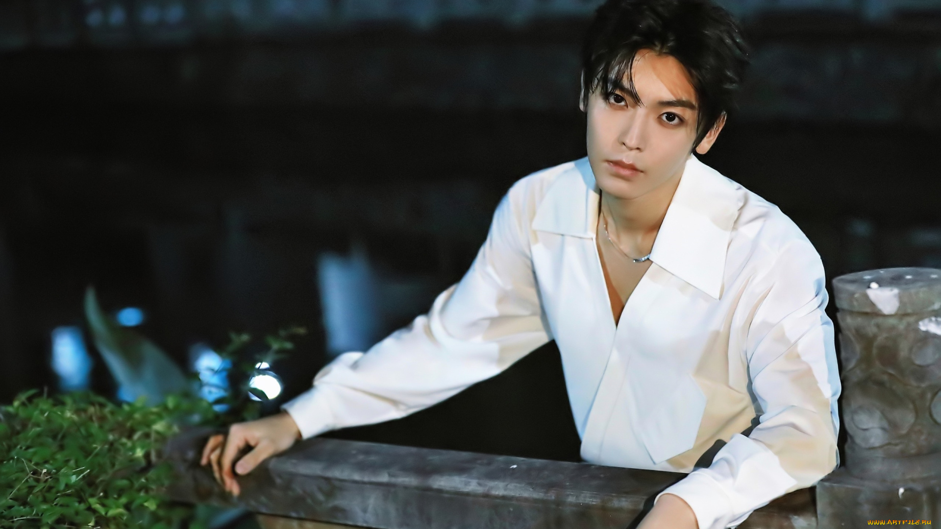 мужчины, hou, ming, hao, актер, рубашка, ограда