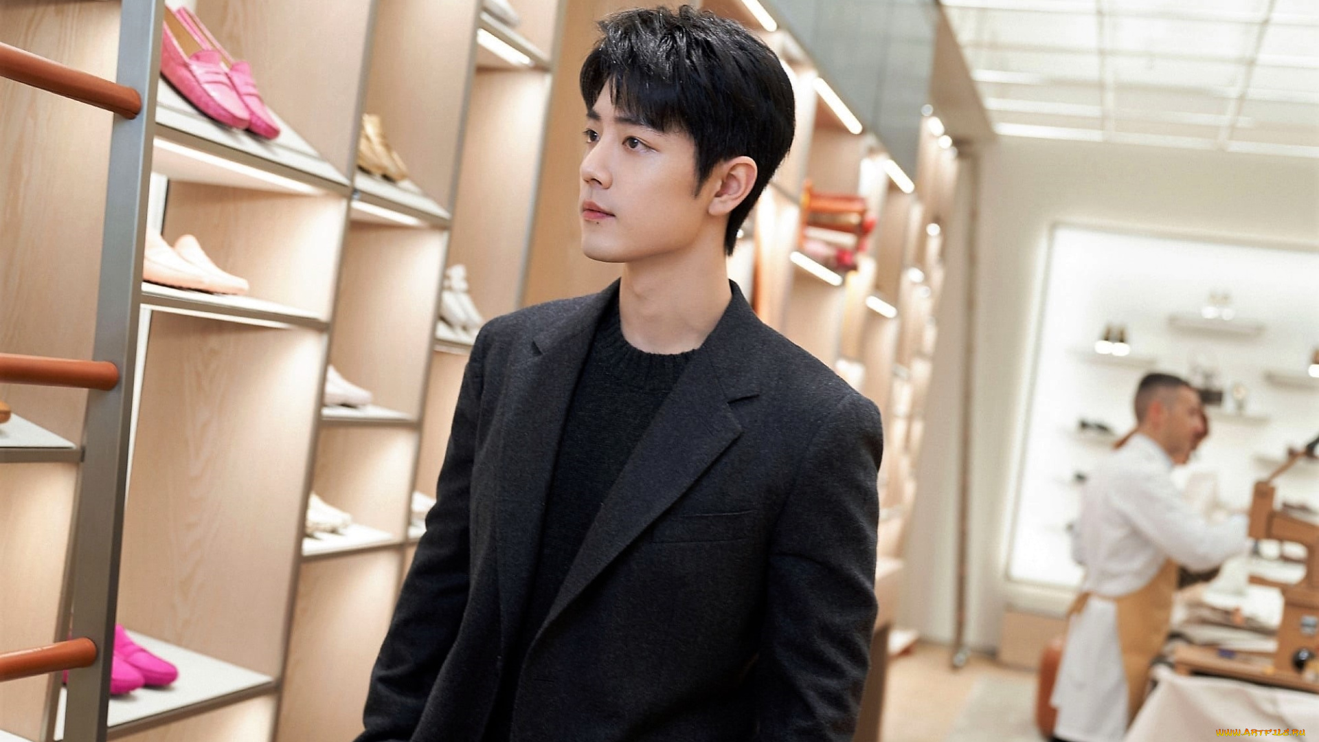 мужчины, xiao, zhan, актер, пиджак, полки, обувь, люди