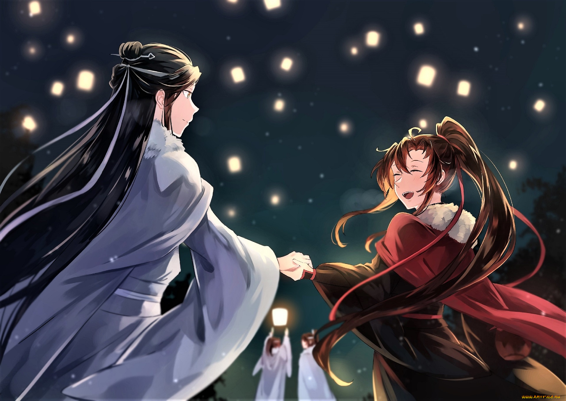 аниме, mo, dao, zu, shi, вэй, усянь, лань, ванцзи, фонари