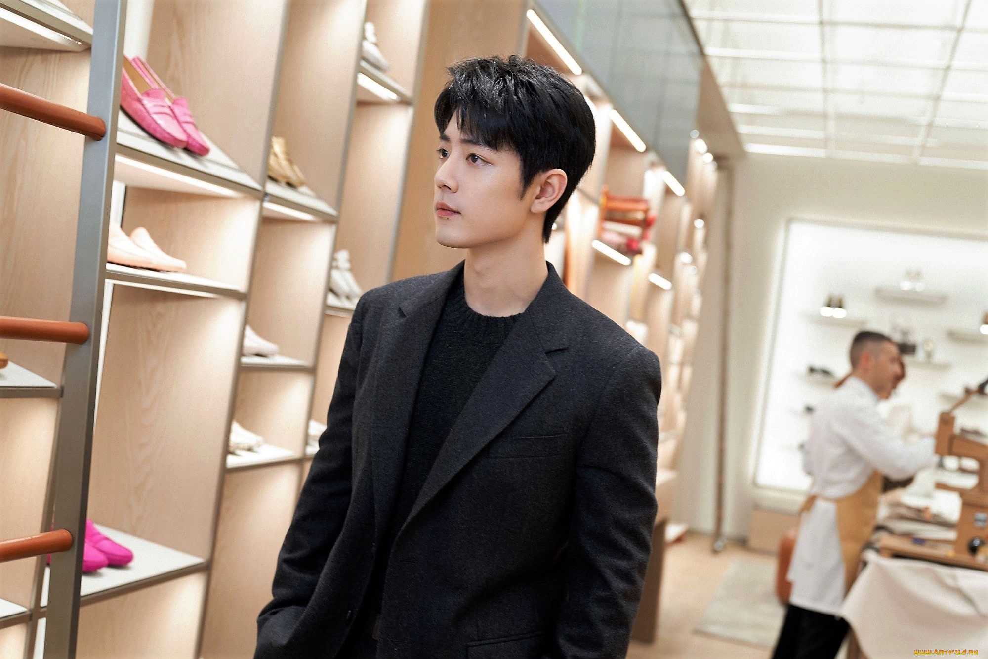 мужчины, xiao, zhan, актер, пиджак, полки, обувь, люди