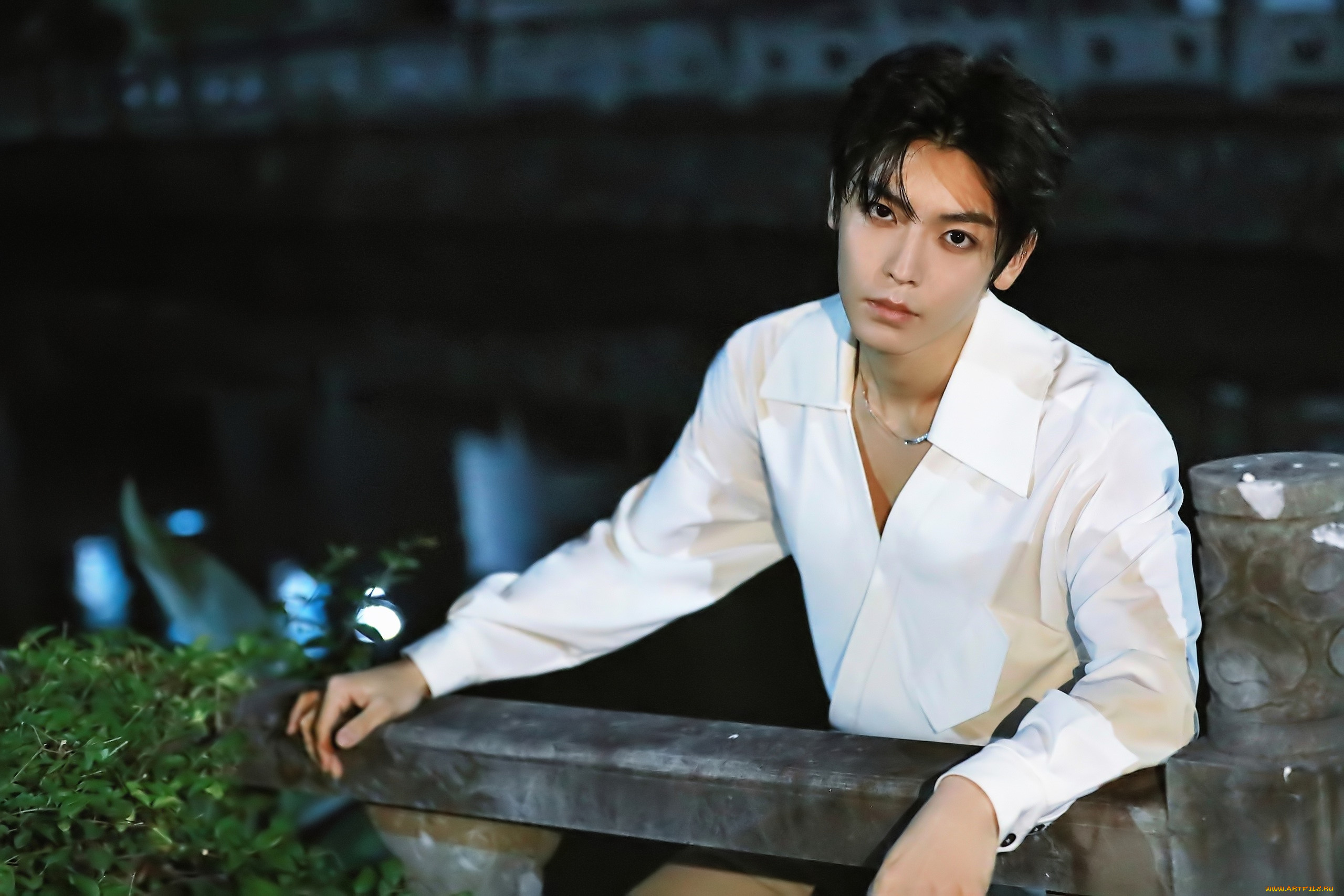 мужчины, hou, ming, hao, актер, рубашка, ограда