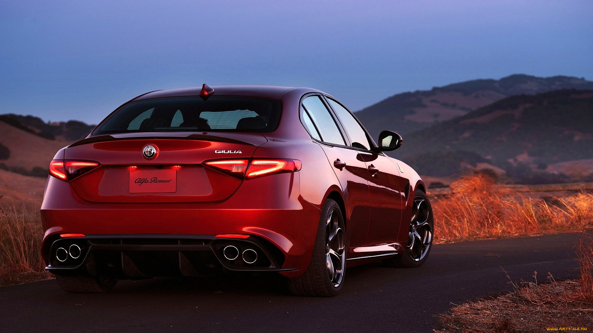 alfa, romeo, giulia, автомобили, alfa, romeo, красный, дорога, горы, трава